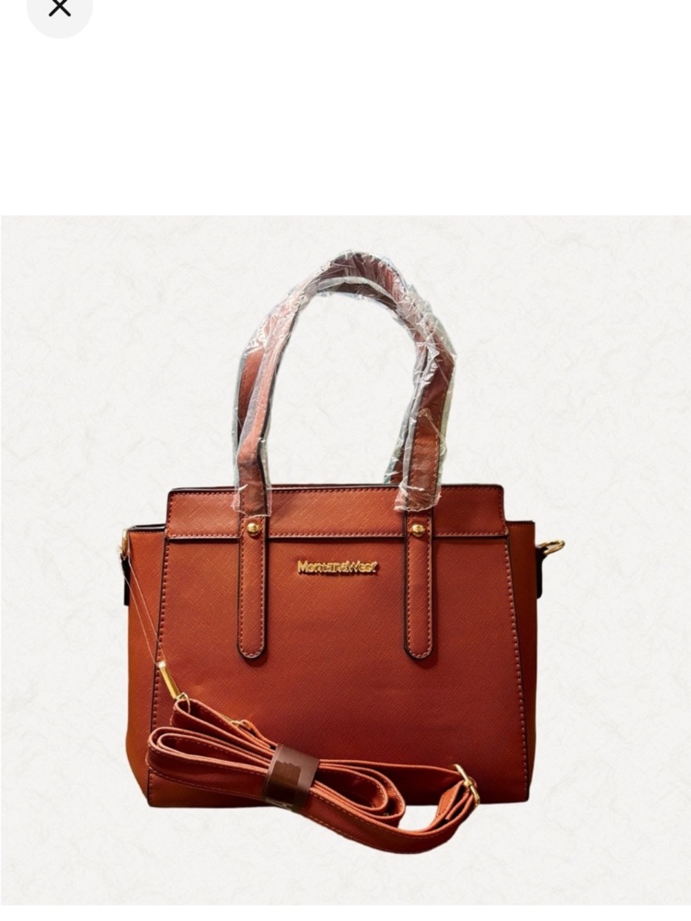 Montana West Structured Tote Bag | Brown Faux Leather | Gold Hardware | NWOT